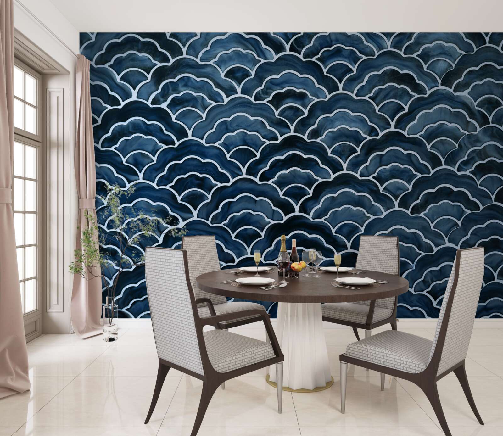 Papier peint la nuit, les vagues de la mer s'écoulent doucement