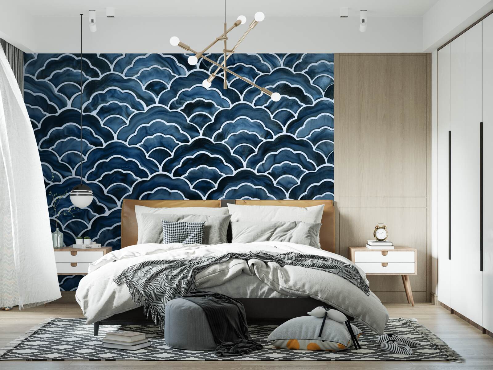 Papier peint la nuit, les vagues de la mer s'écoulent doucement