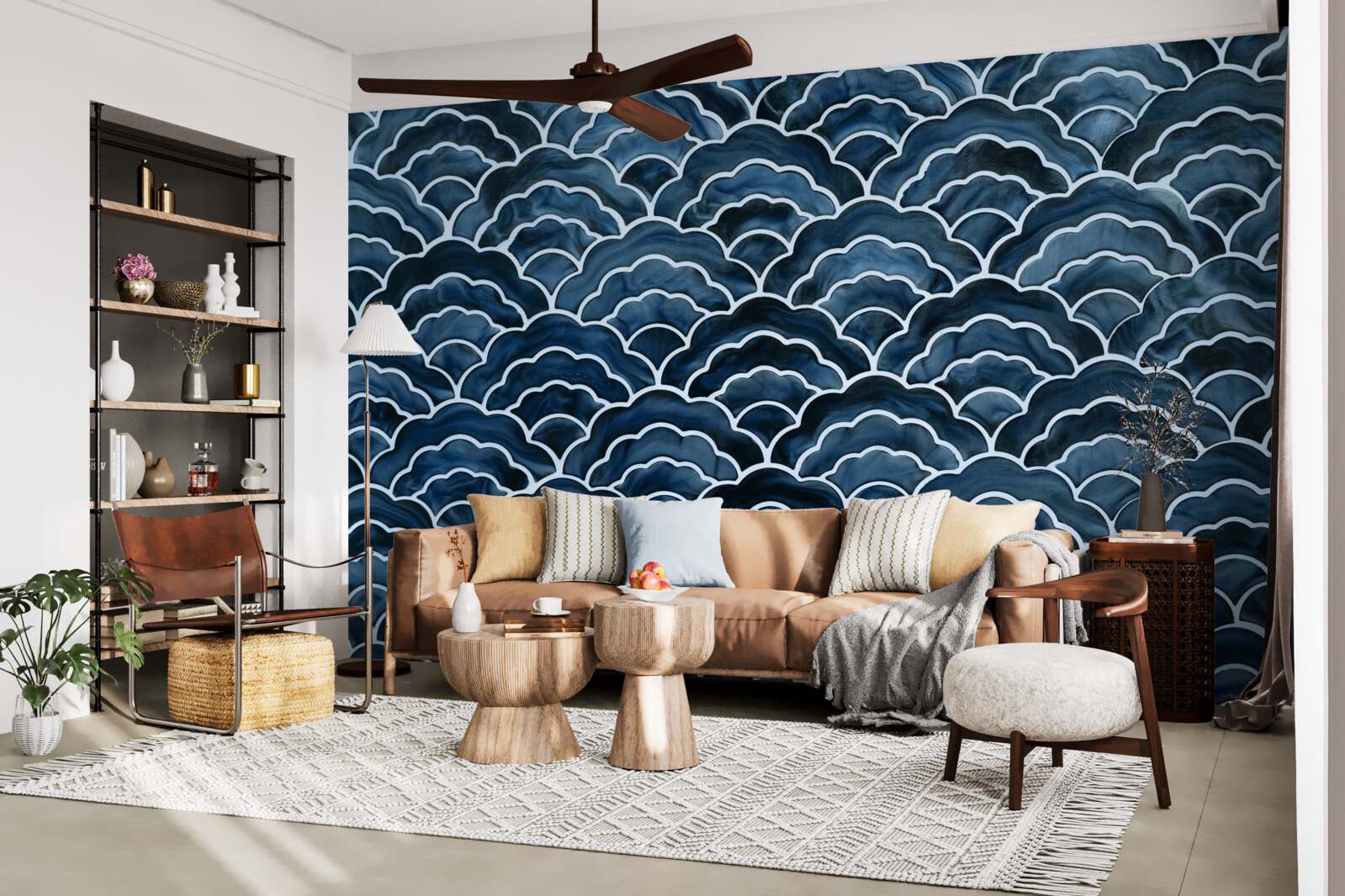 Papier peint la nuit, les vagues de la mer s'écoulent doucement