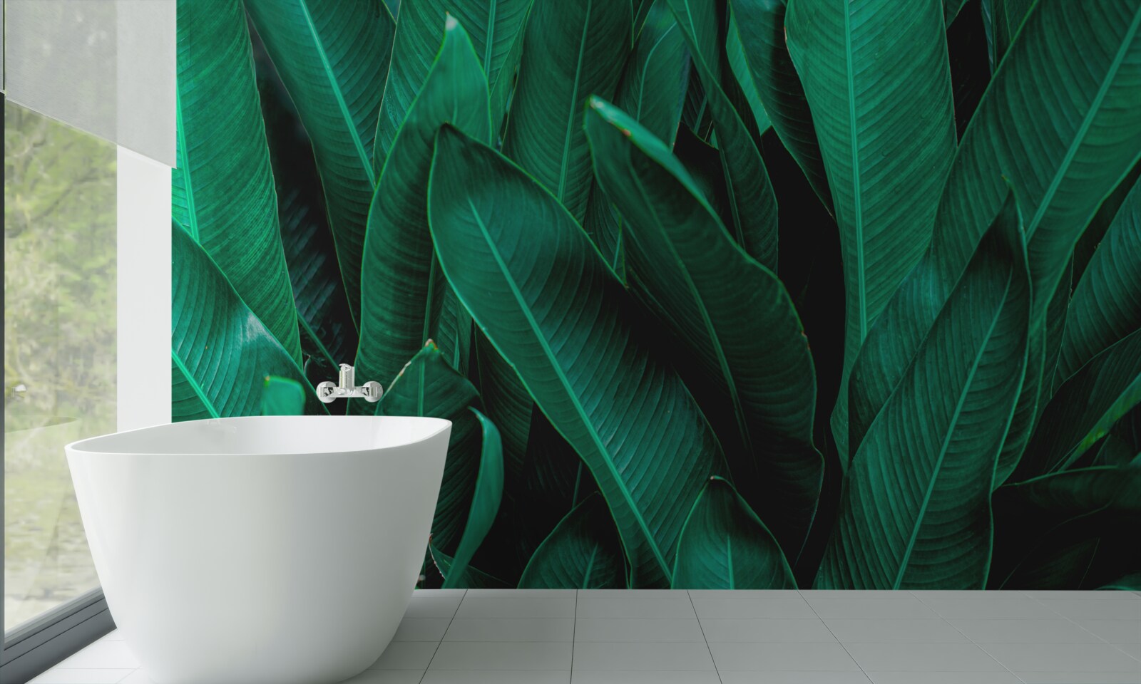 Papier peint fougère avec une légère teinte émeraude