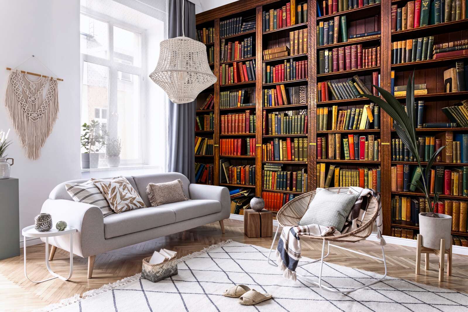 Papier peint une vaste bibliothèque avec des livres