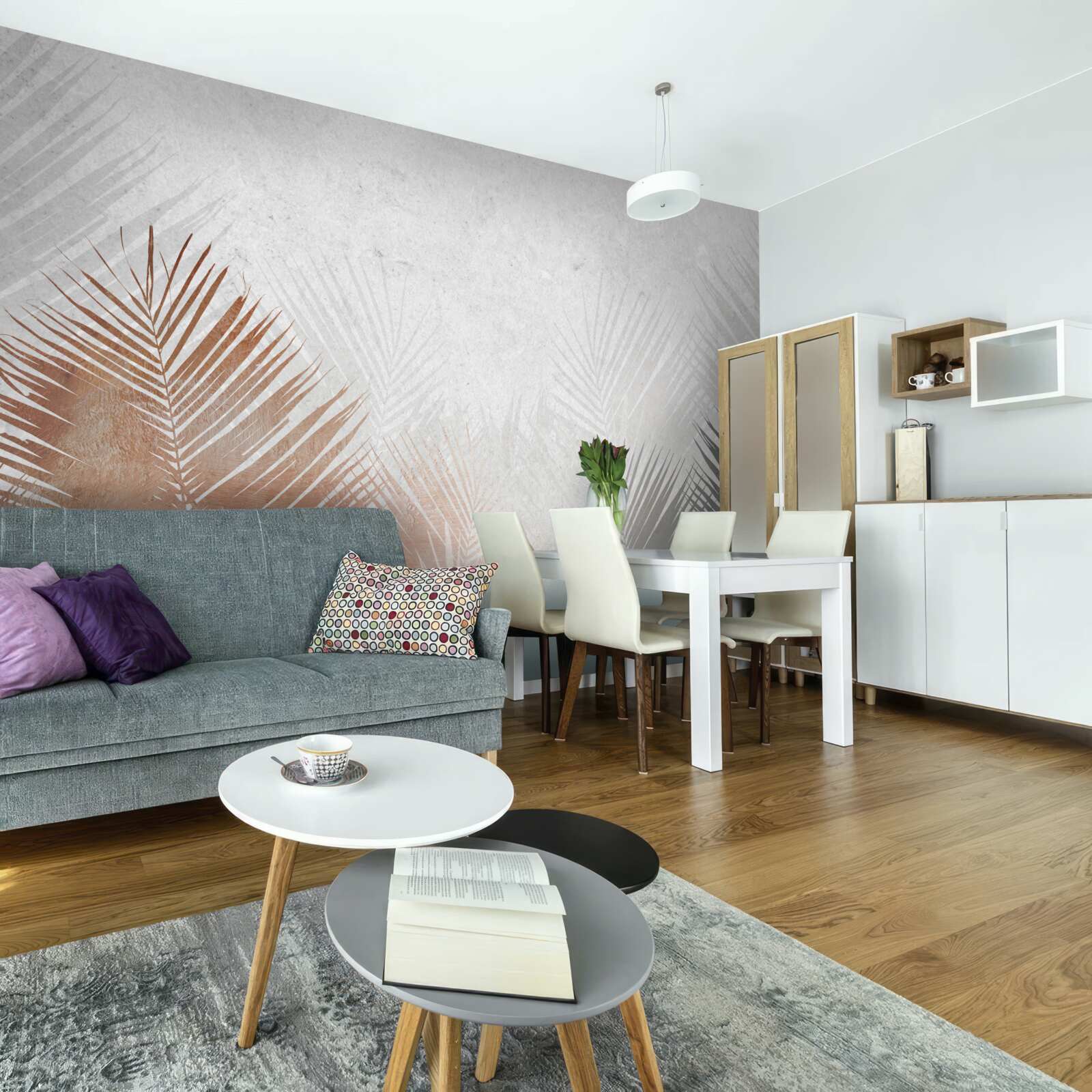 Papier peint abstraction automnale dans une forêt brumeuse