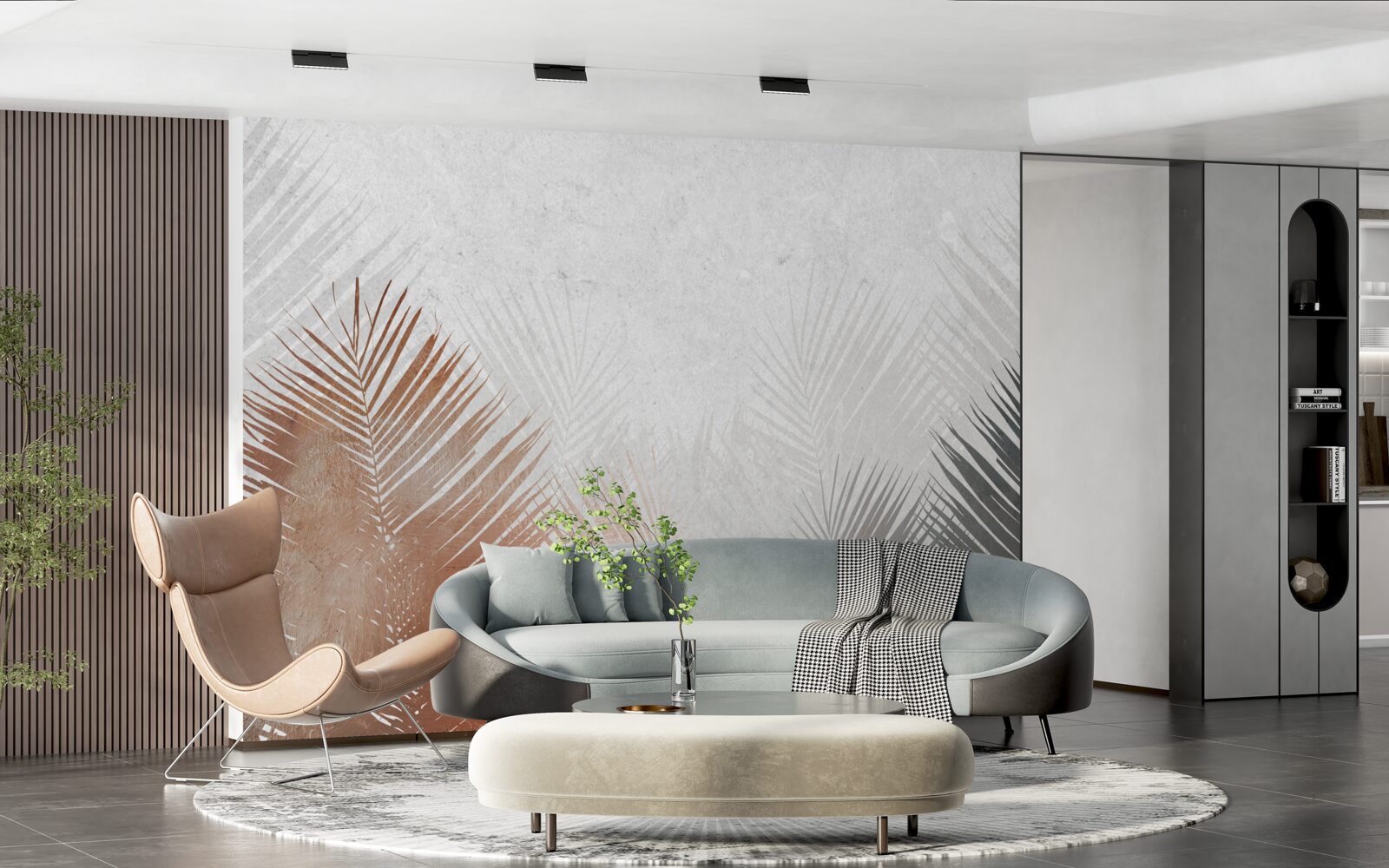 Papier peint abstraction automnale dans une forêt brumeuse