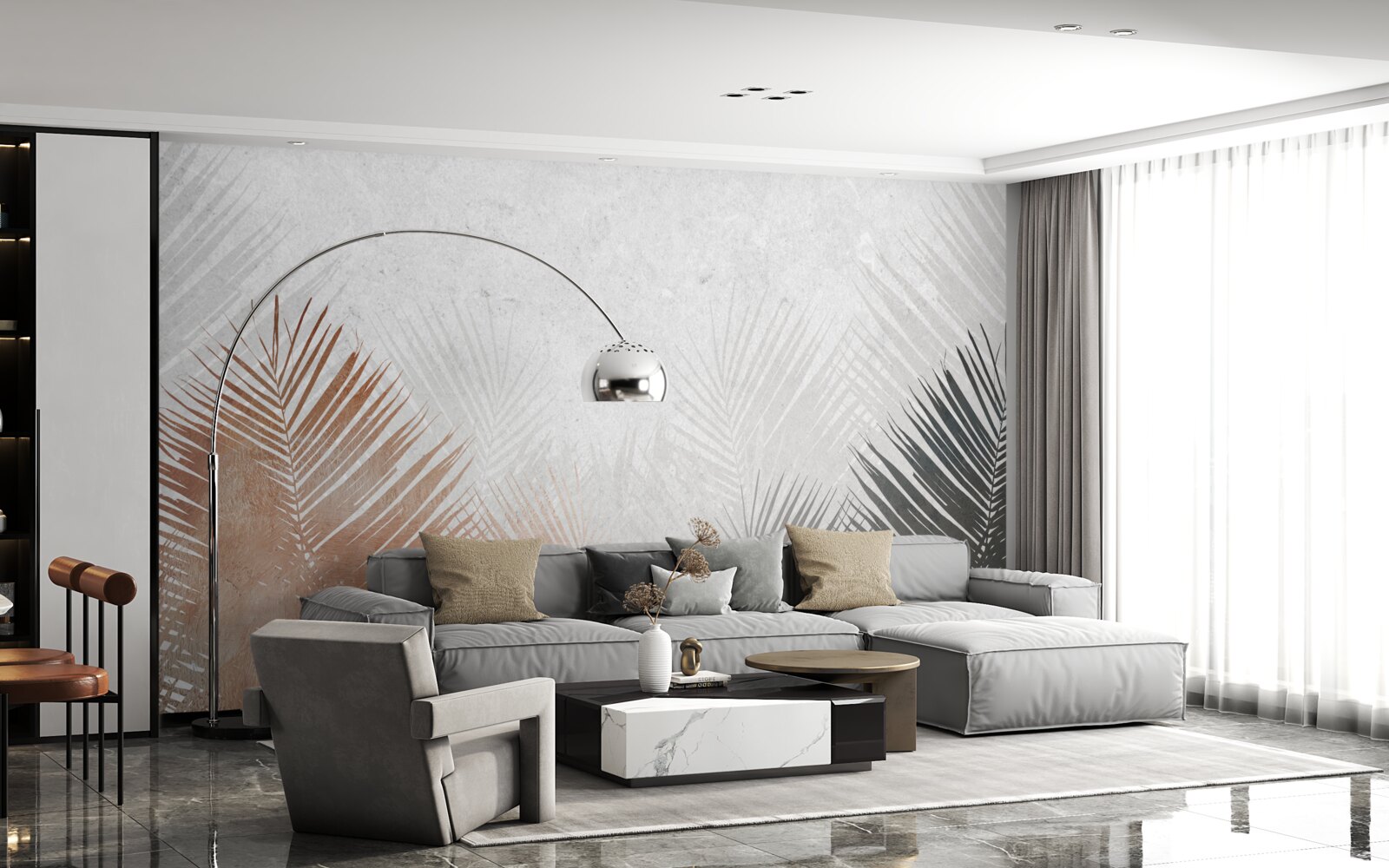 Papier peint abstraction automnale dans une forêt brumeuse