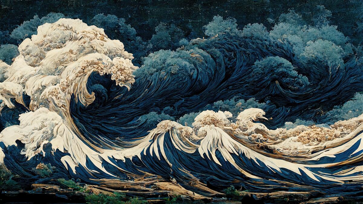 Papier peint image des vagues de l'océan sous un ciel nocturne