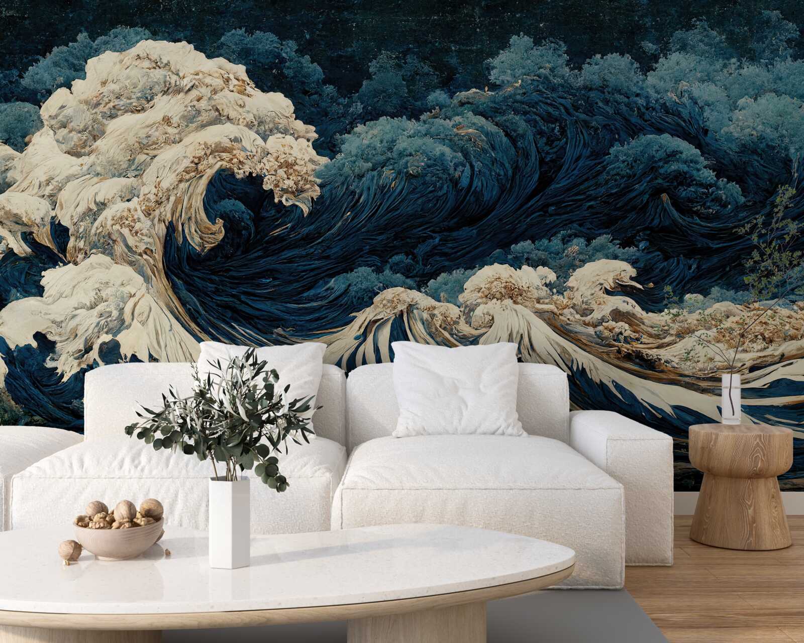 Papier peint image des vagues de l'océan sous un ciel nocturne