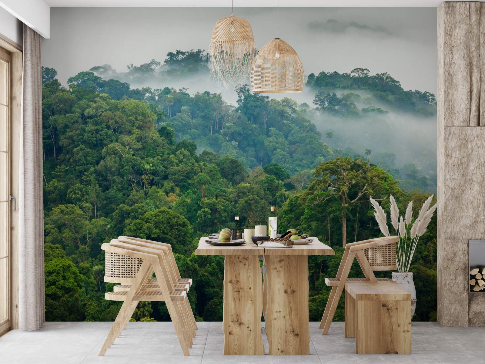 Papier peint la jungle est enveloppée d'un épais brouillard