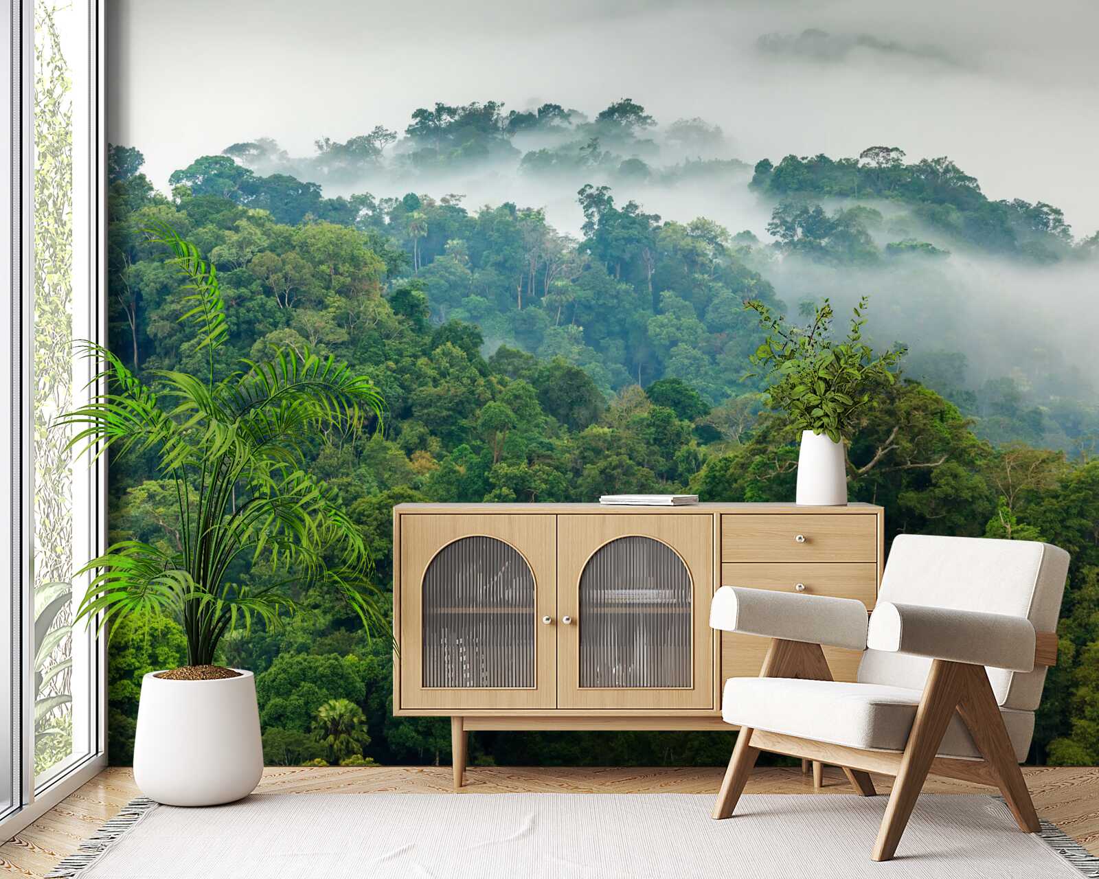 Papier peint la jungle est enveloppée d'un épais brouillard