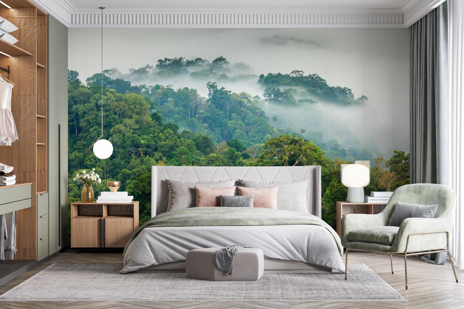 Papier peint la jungle est enveloppée d'un épais brouillard