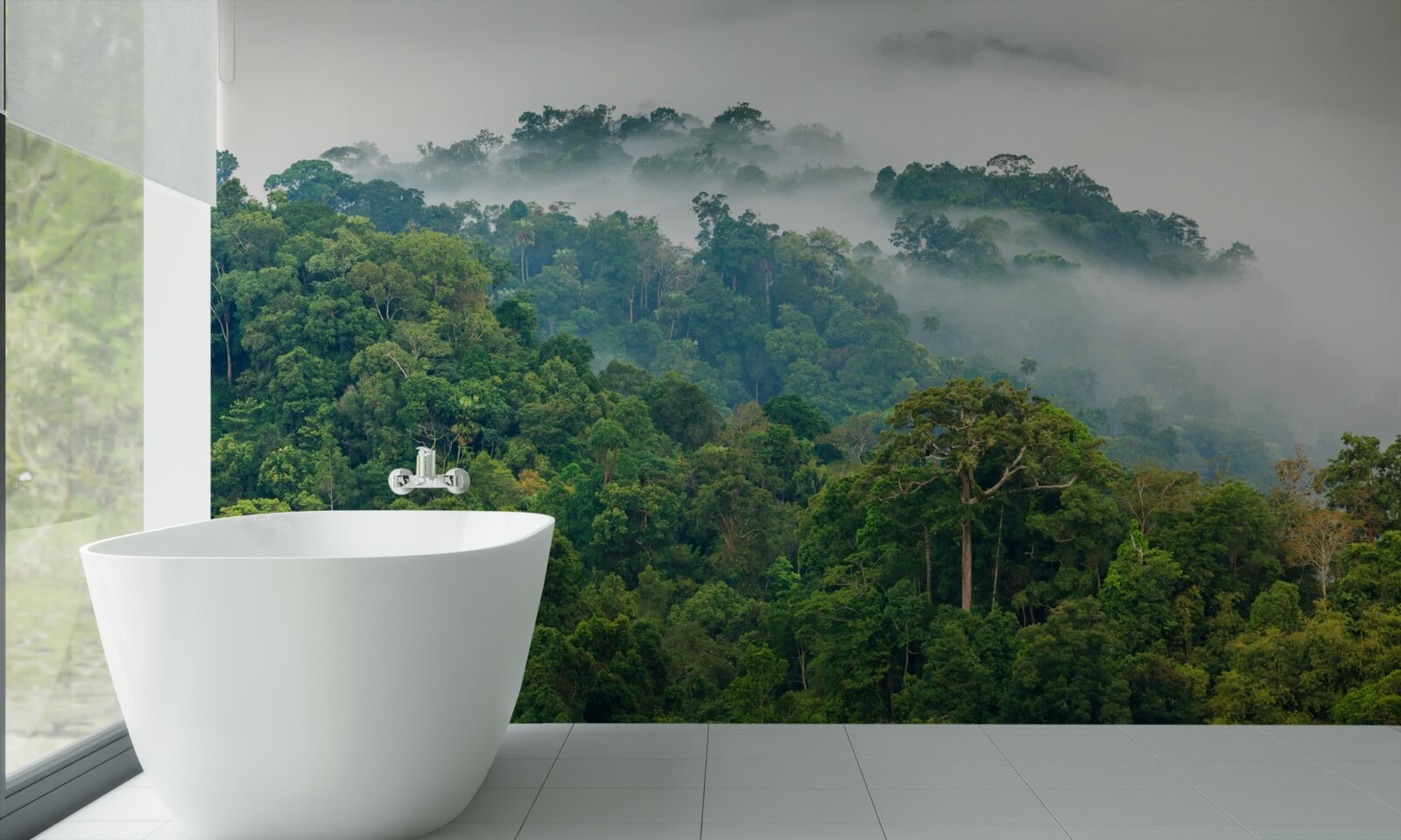 Papier peint la jungle est enveloppée d'un épais brouillard