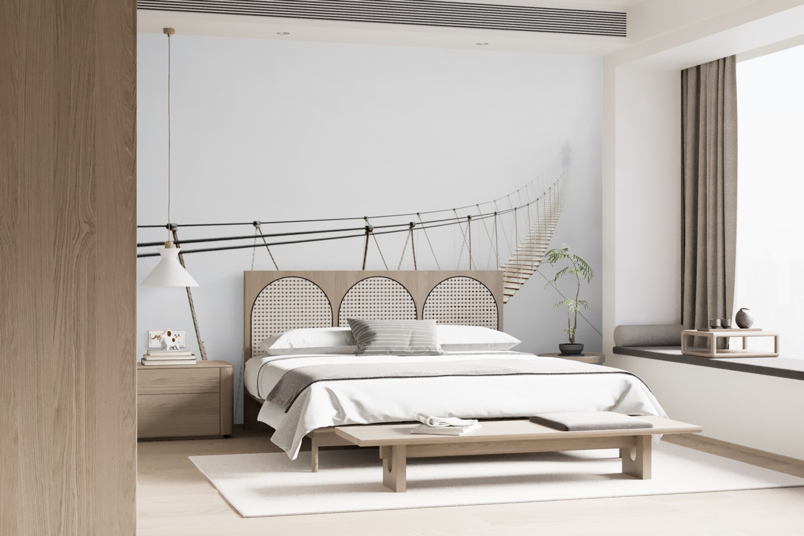 Papier peint brouillard sur le pont suspendu