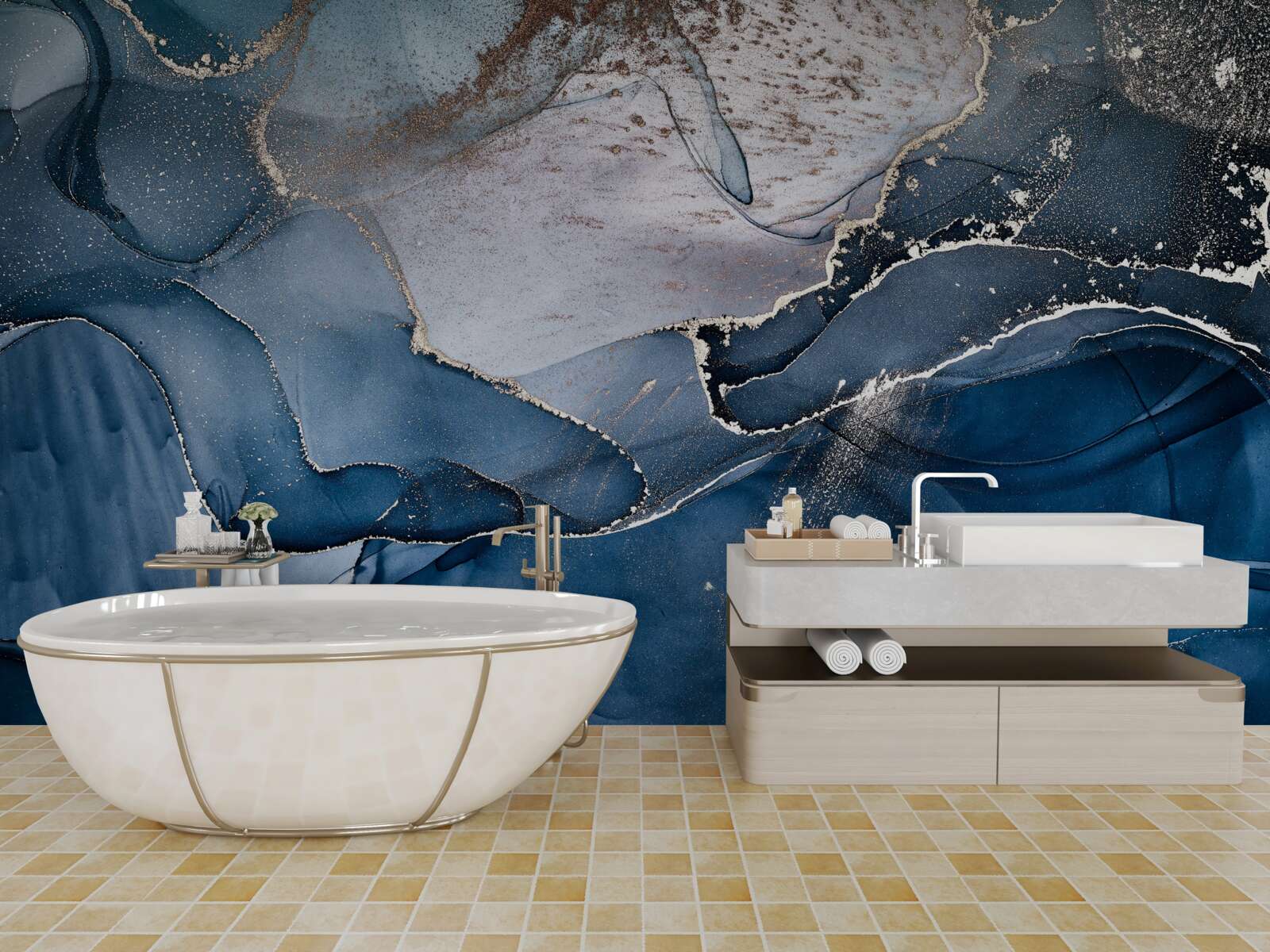 Papier peint teintes d'encre alcoolique