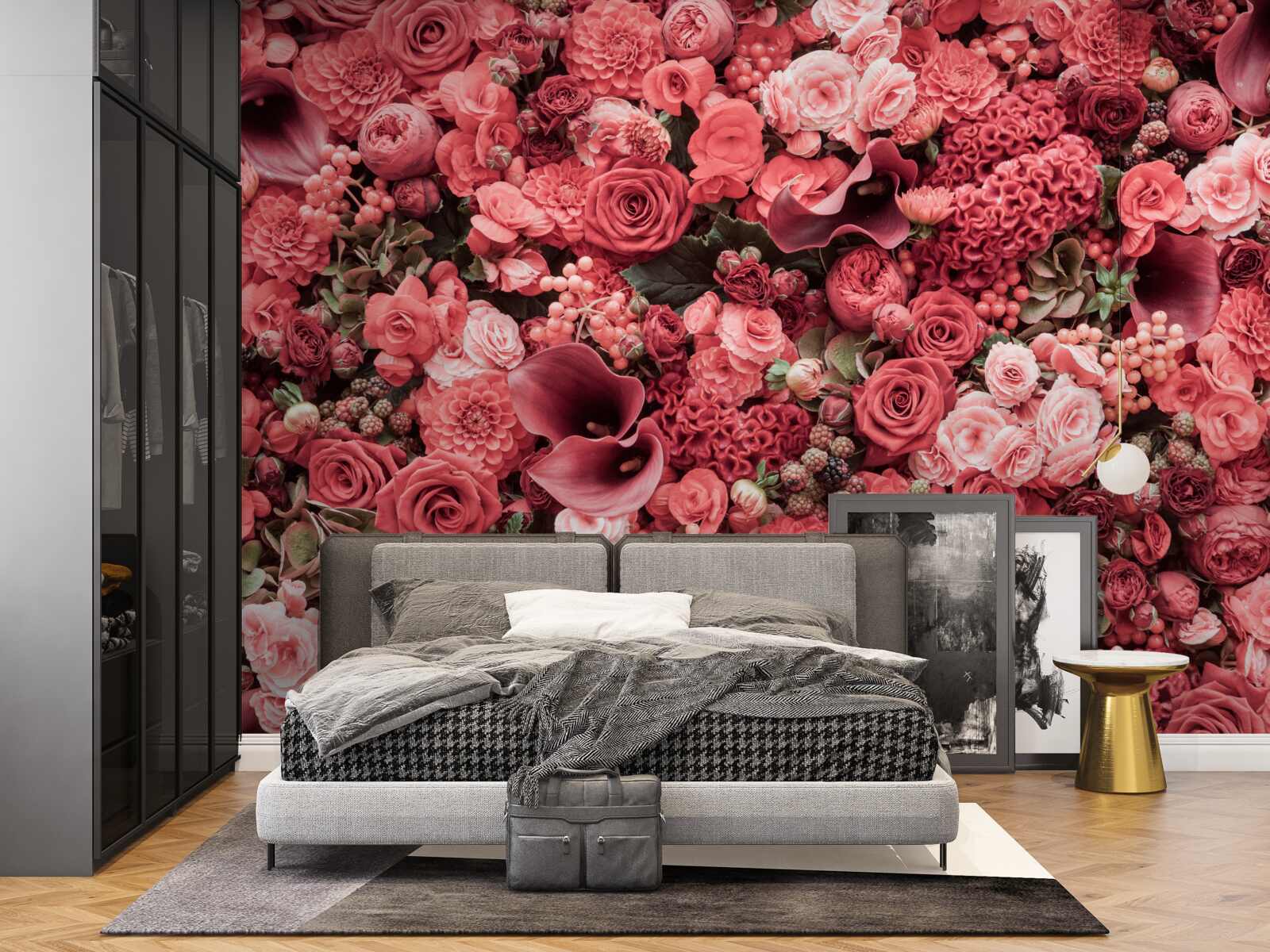 Papier peint ensemble de fleurs rouges d'été