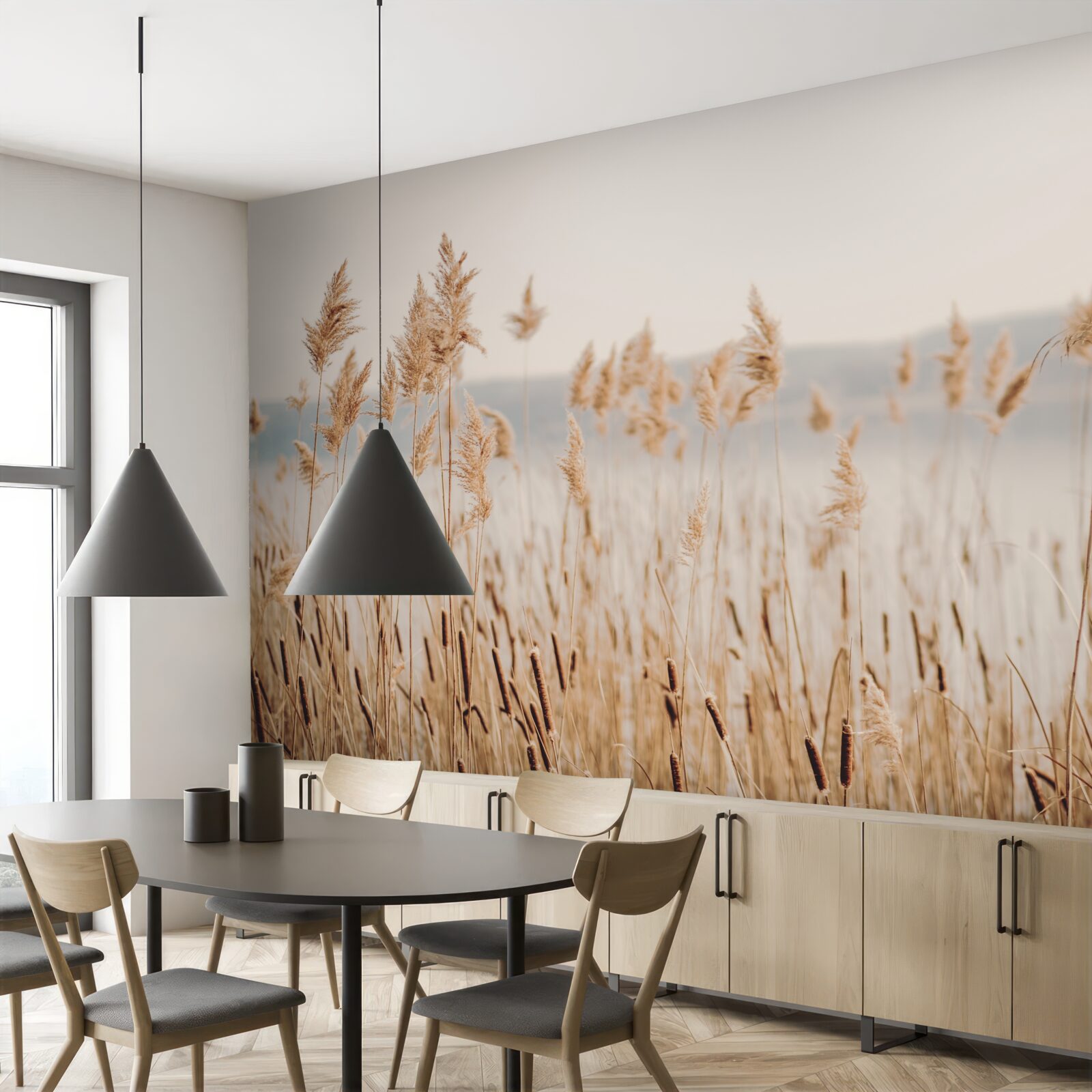Papier peint un champ de blé parsemé d'épis