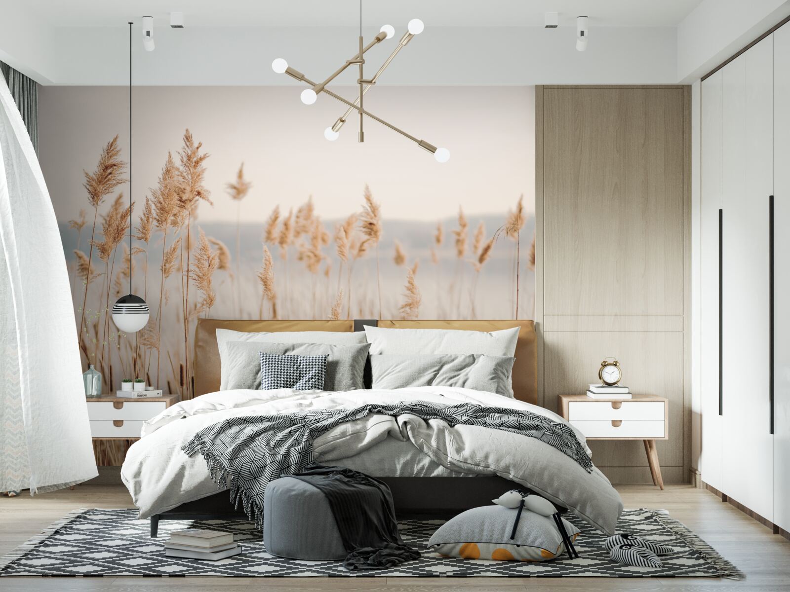 Papier peint un champ de blé parsemé d'épis