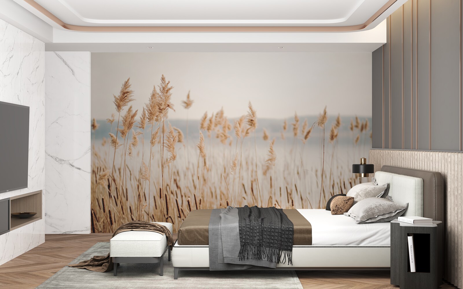 Papier peint un champ de blé parsemé d'épis