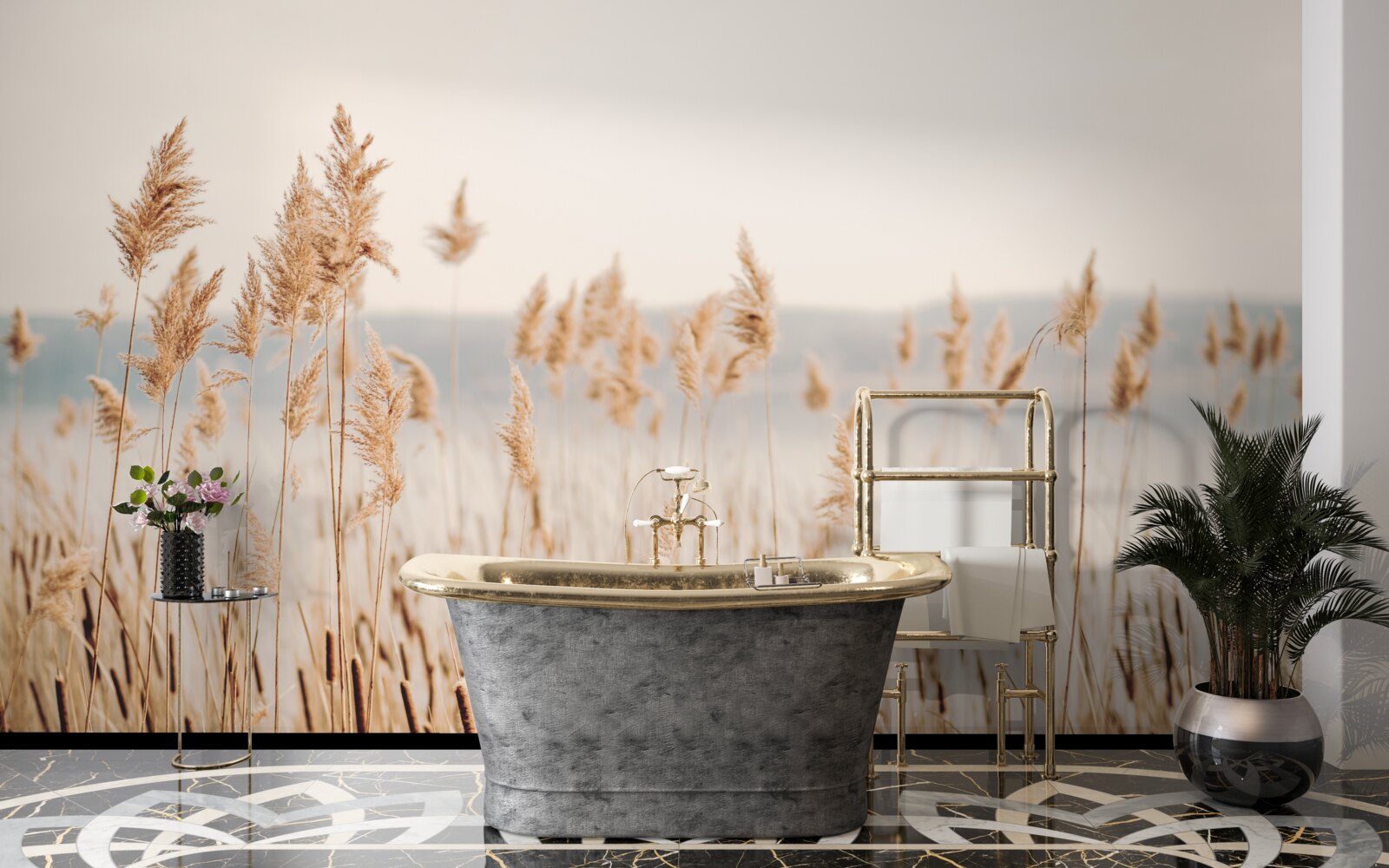 Papier peint un champ de blé parsemé d'épis