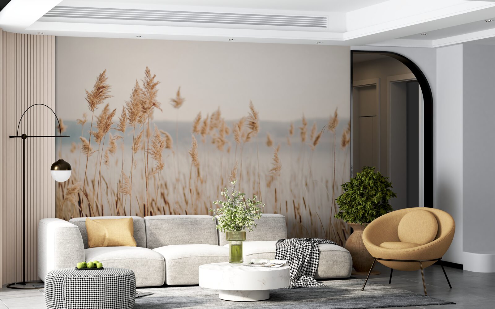 Papier peint un champ de blé parsemé d'épis