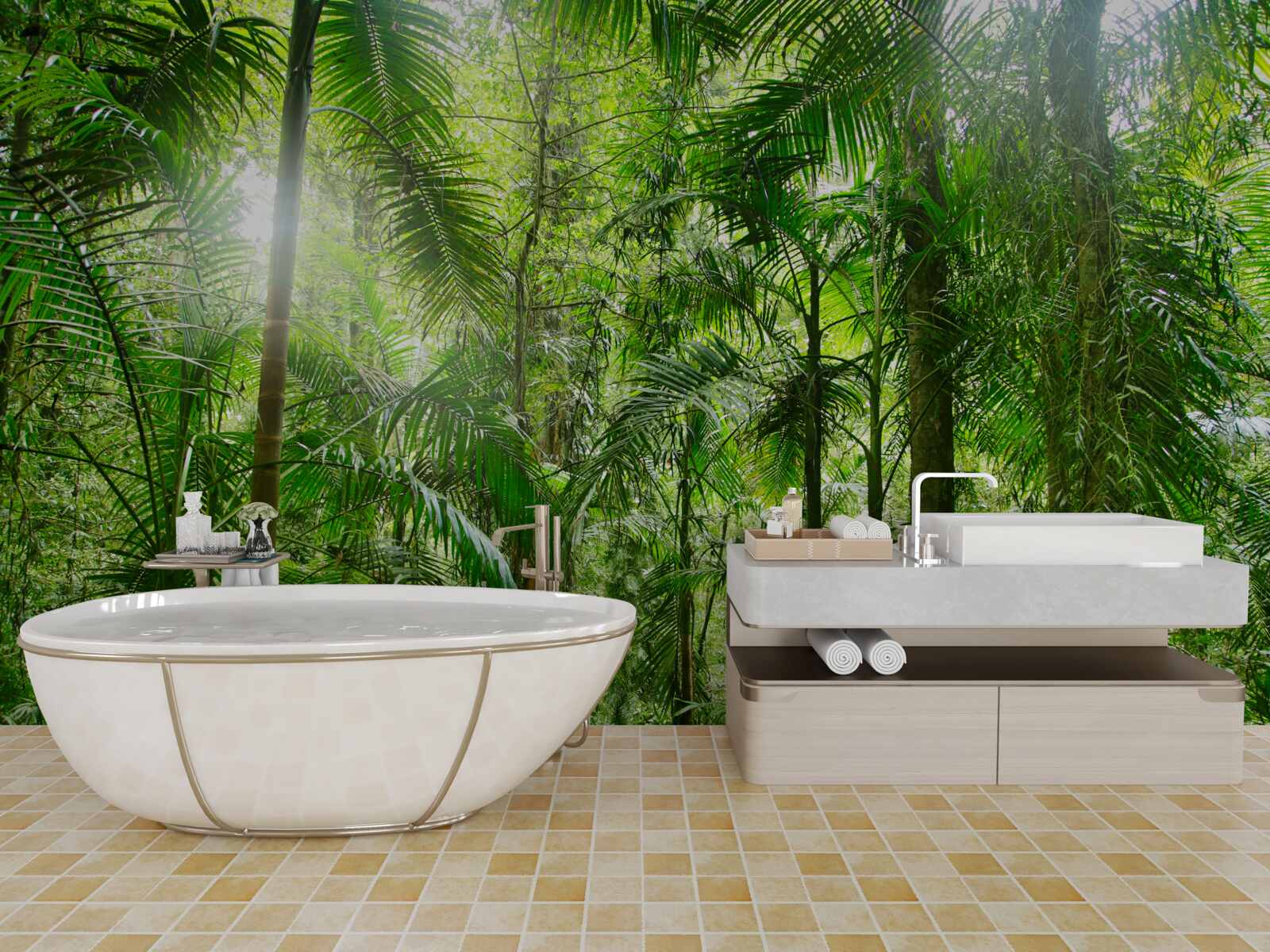 Papier peint végétation luxuriante dans une zone boisée