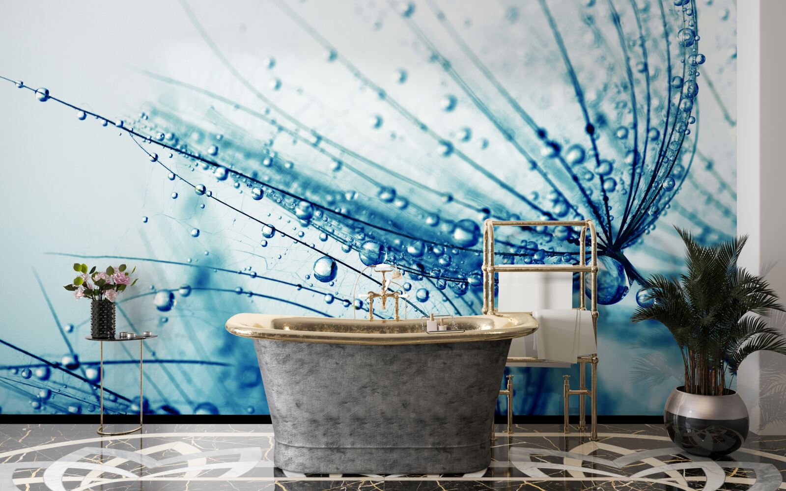 Papier peint gouttes de pissenlit