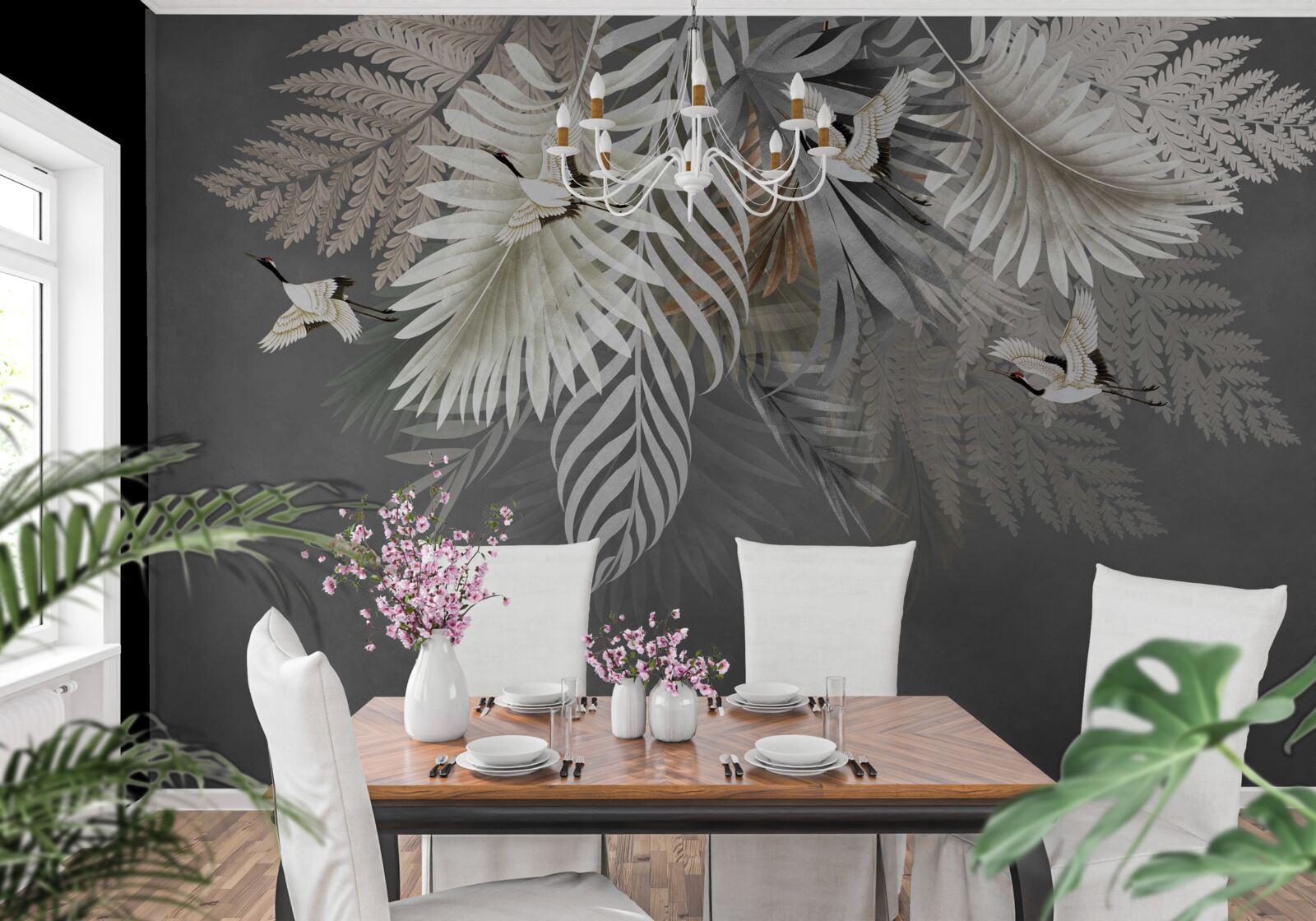 Papier peint Bouquet suspendu de feuilles des tropiques