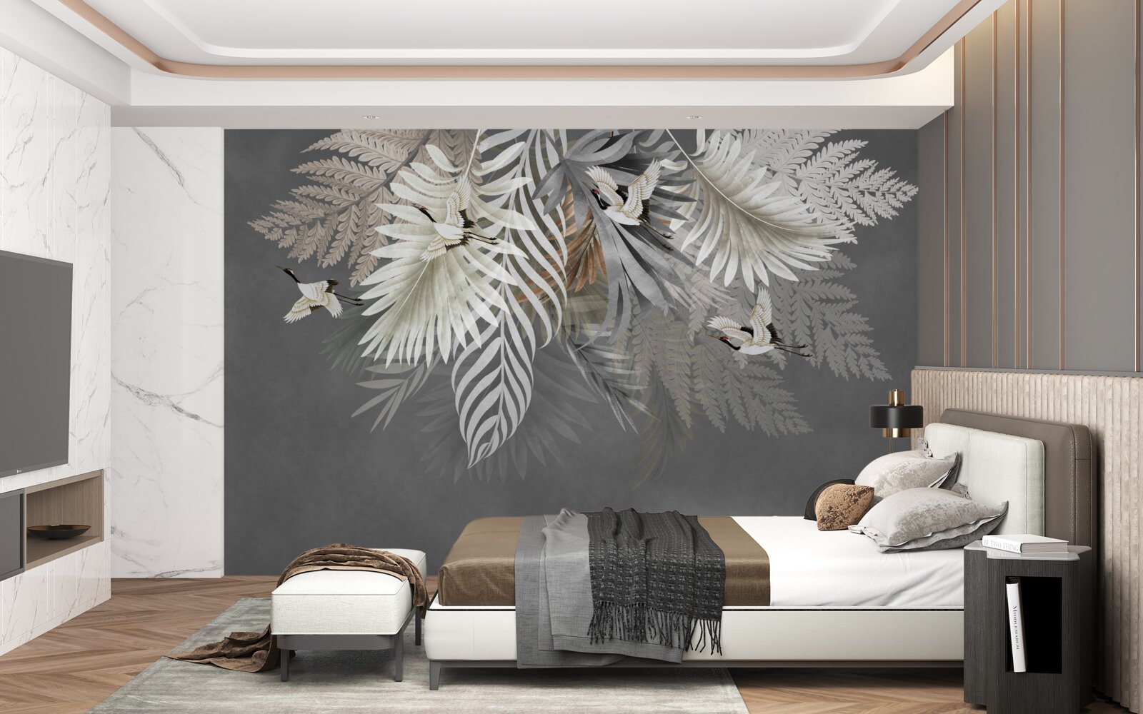 Papier peint Bouquet suspendu de feuilles des tropiques