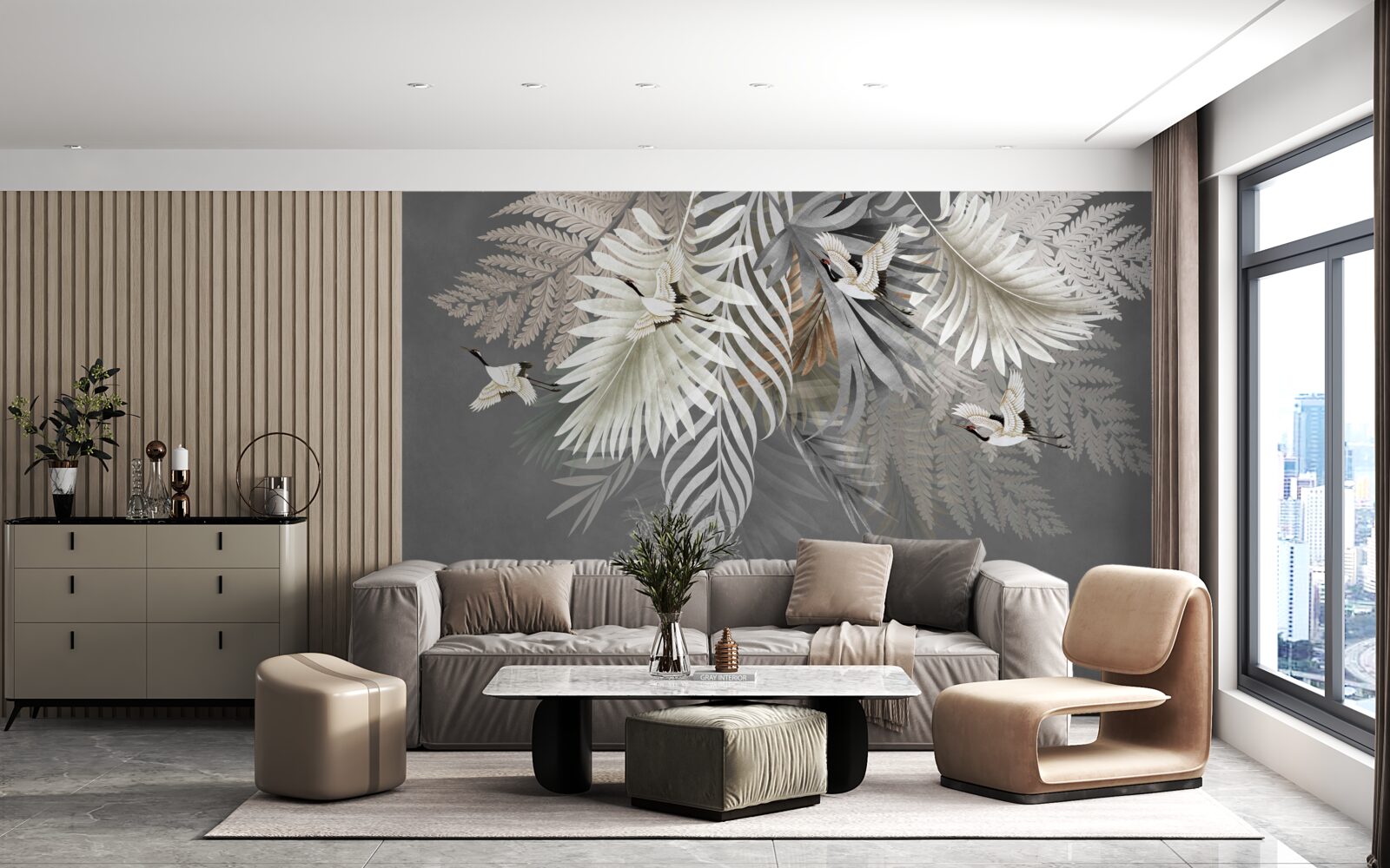 Papier peint Bouquet suspendu de feuilles des tropiques