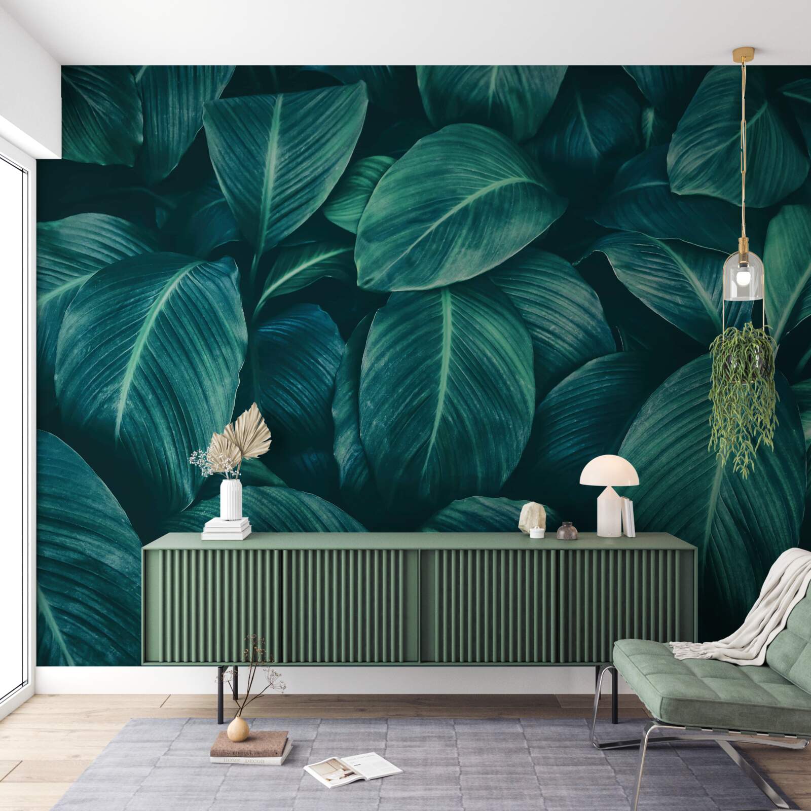 Papier peint les feuilles de la fougère ont une couleur émeraude brillante