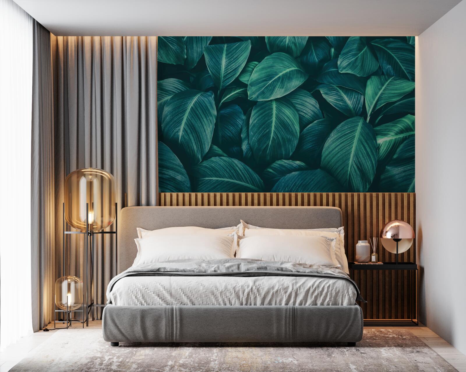 Papier peint les feuilles de la fougère ont une couleur émeraude brillante