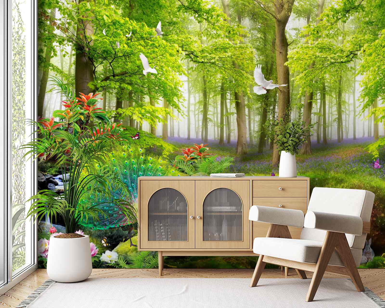 Papier peint faune des forêts vertes d'été