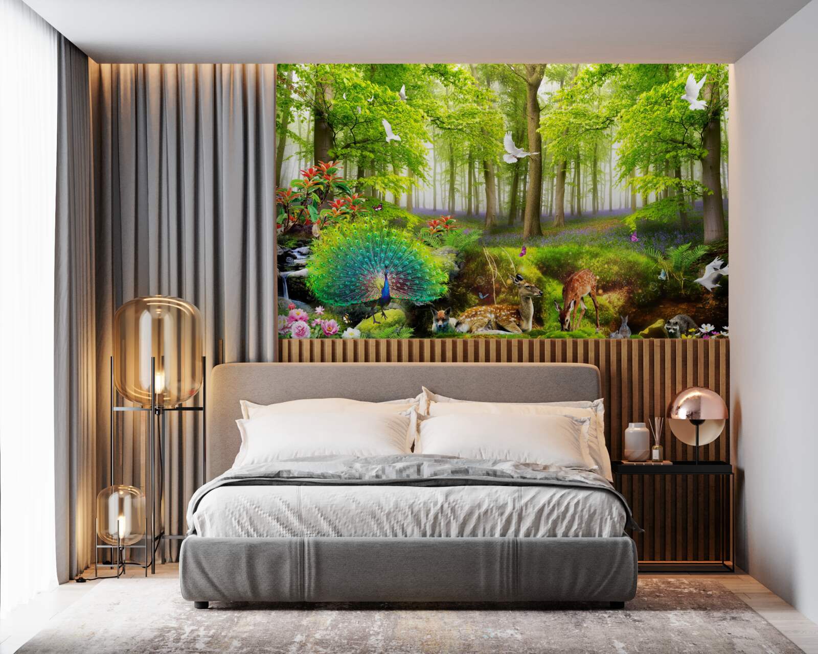 Papier peint faune des forêts vertes d'été