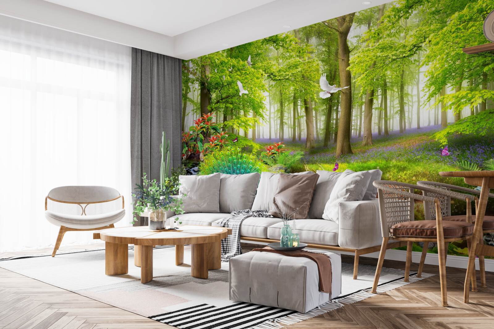 Papier peint faune des forêts vertes d'été