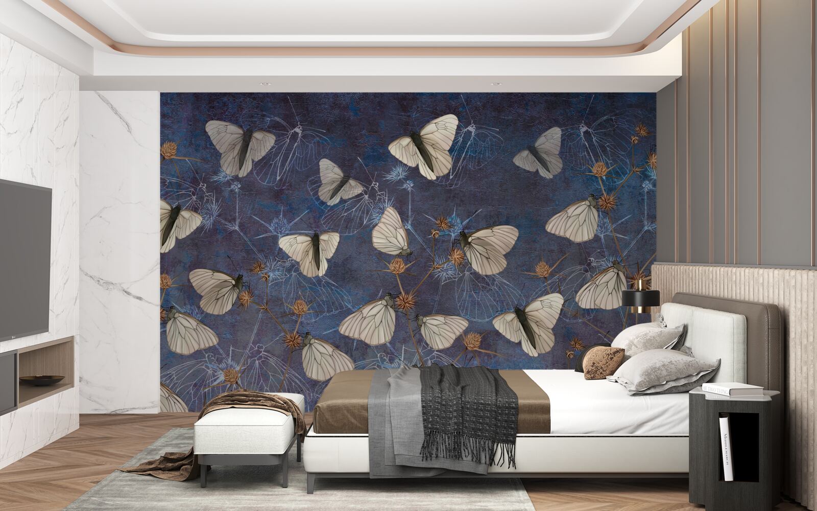 Papier peint papillons blancs pendant la période de végétation