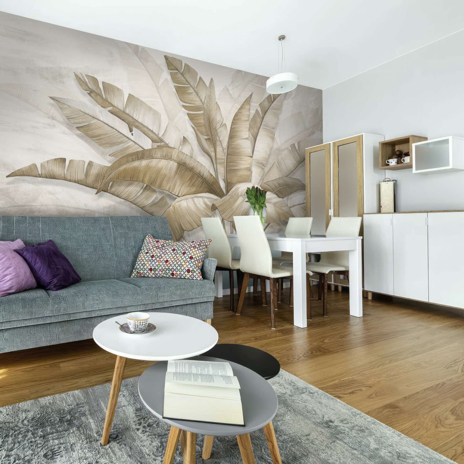 Papier peint un bouquet de grandes feuilles de palmier