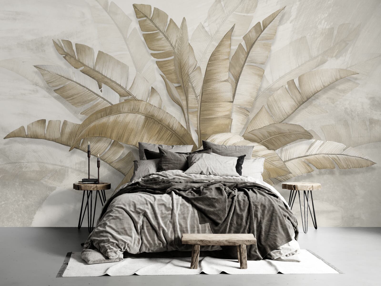 Papier peint un bouquet de grandes feuilles de palmier