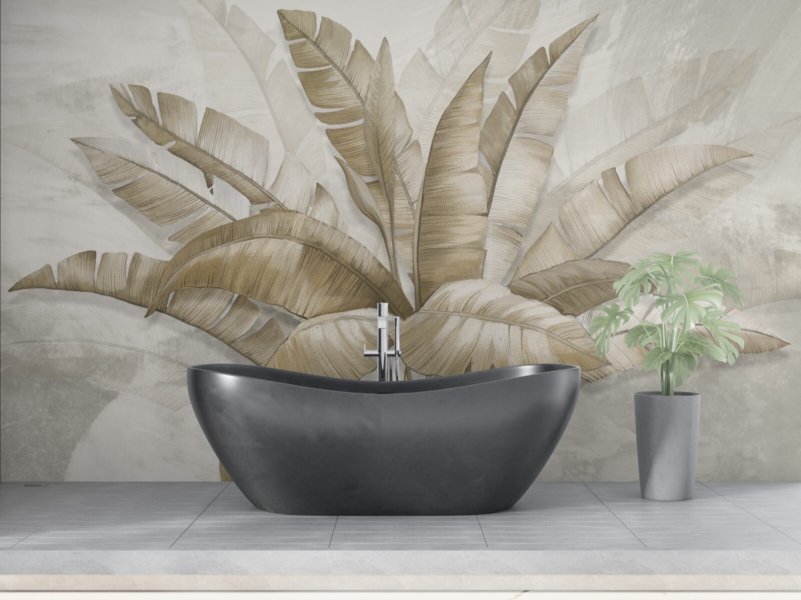 Papier peint un bouquet de grandes feuilles de palmier