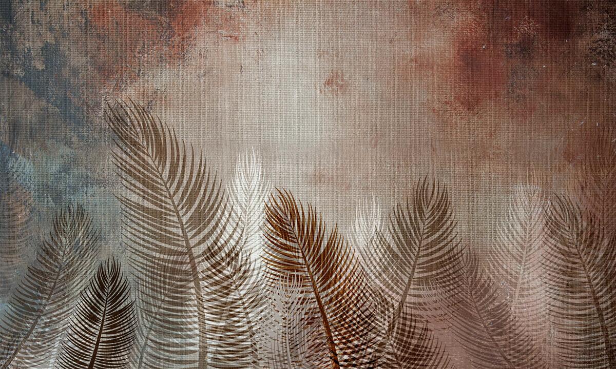 Papier peint les feuilles de palmier de la palette d'automne ont un aspect duveteux