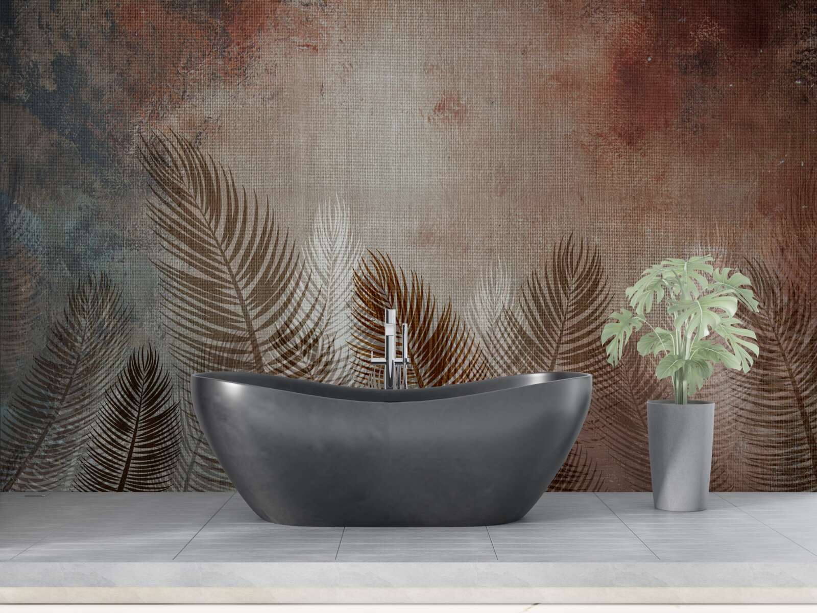 Papier peint les feuilles de palmier de la palette d'automne ont un aspect duveteux