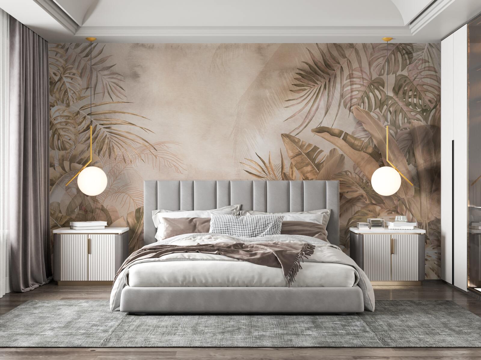 Papier peint les monstres et les palmiers poussent dans les forêts tropicales