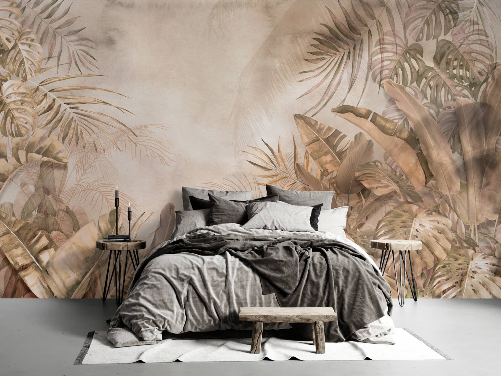 Papier peint les monstres et les palmiers poussent dans les forêts tropicales