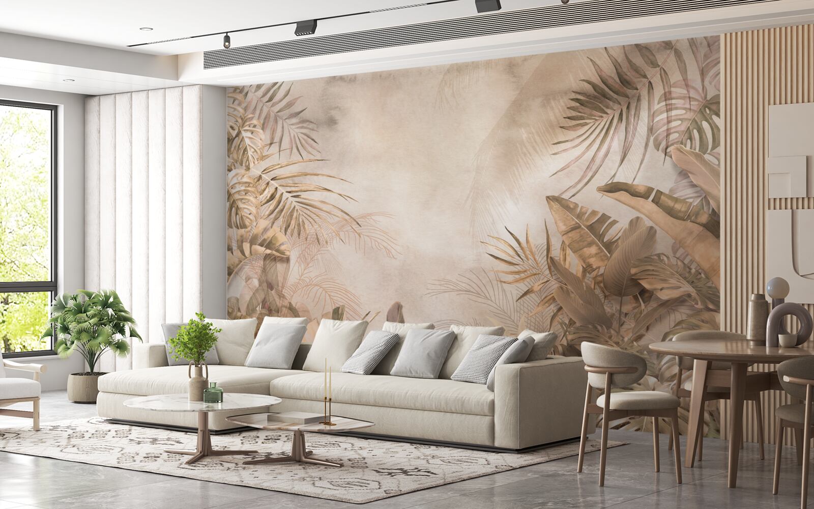 Papier peint les monstres et les palmiers poussent dans les forêts tropicales