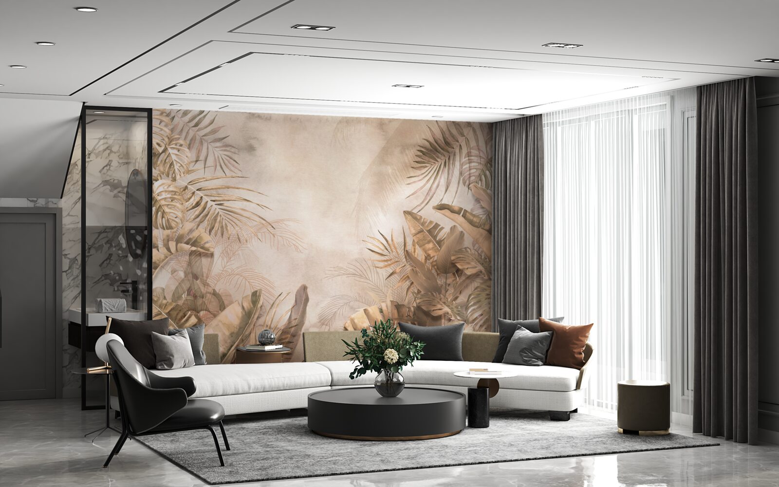 Papier peint les monstres et les palmiers poussent dans les forêts tropicales