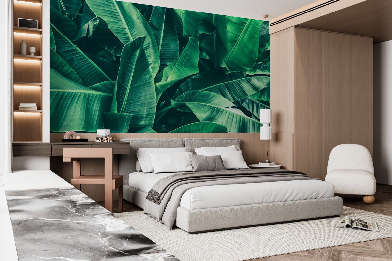 Papier peint végétation tropicale de couleur émeraude