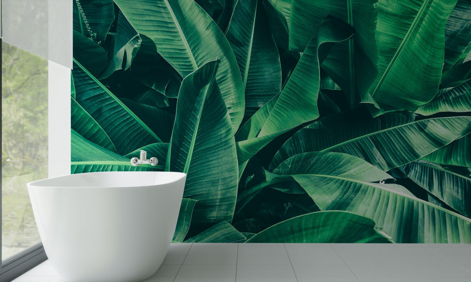 Papier peint végétation tropicale de couleur émeraude