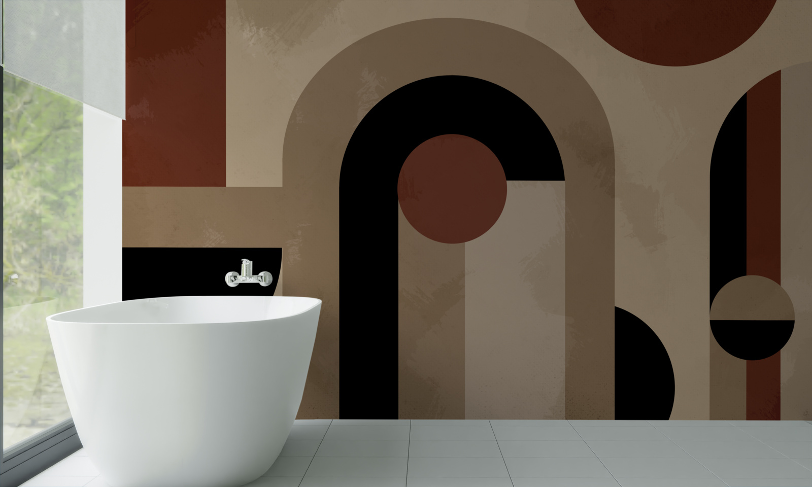 Papier peint tons bruns de formes abstraites