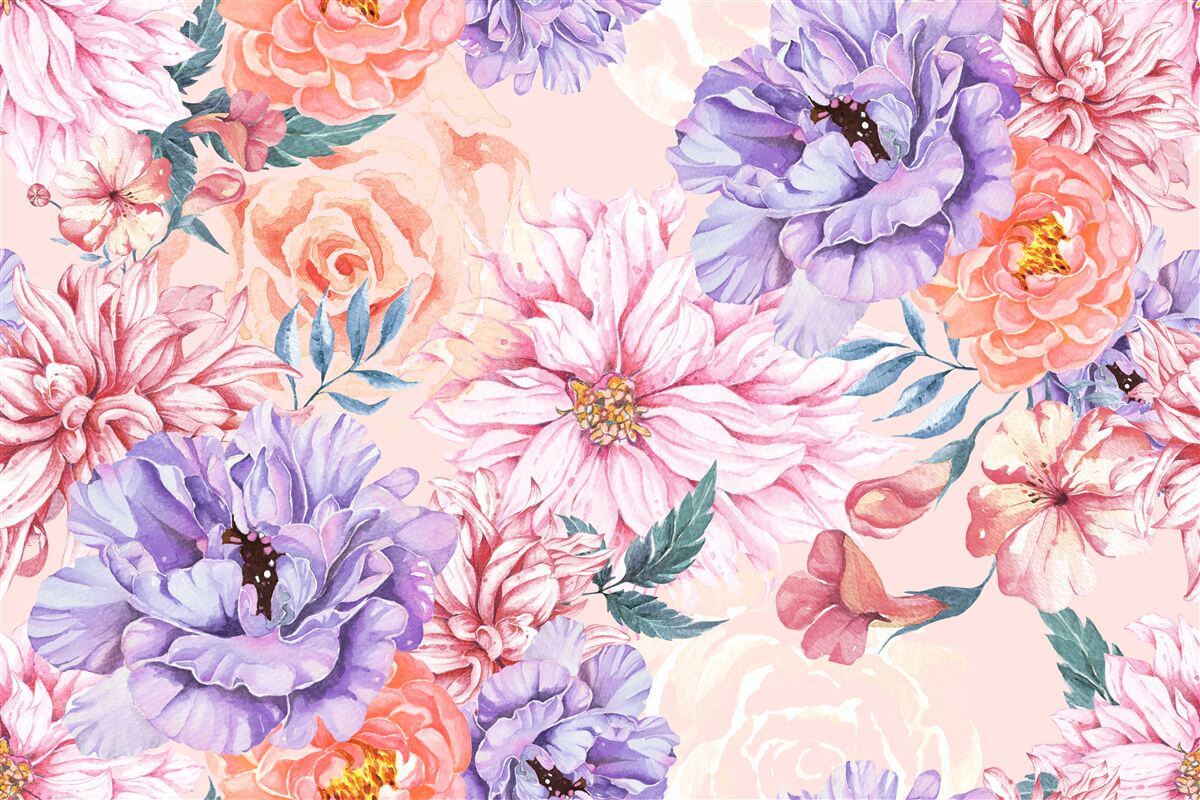 Papier peint assortiment de fleurs printanières lumineuses