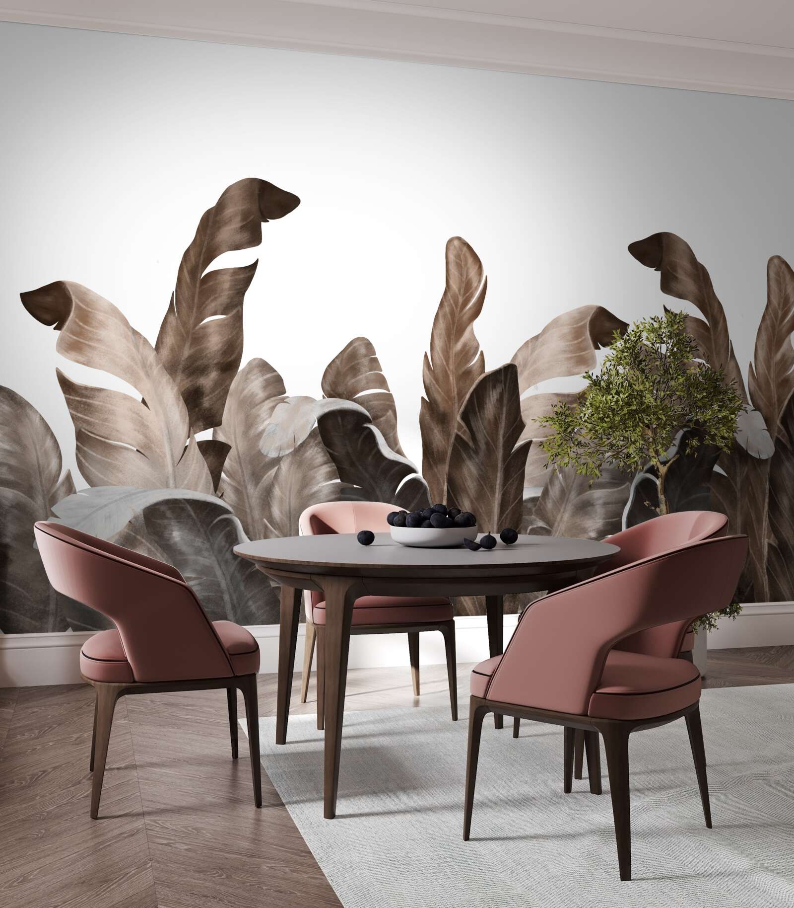 Papier peint feuilles tropicales se balançant dans le vent