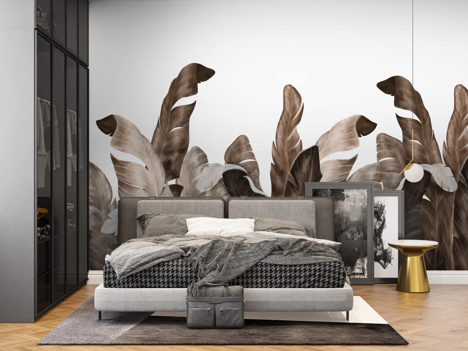 Papier peint feuilles tropicales se balançant dans le vent