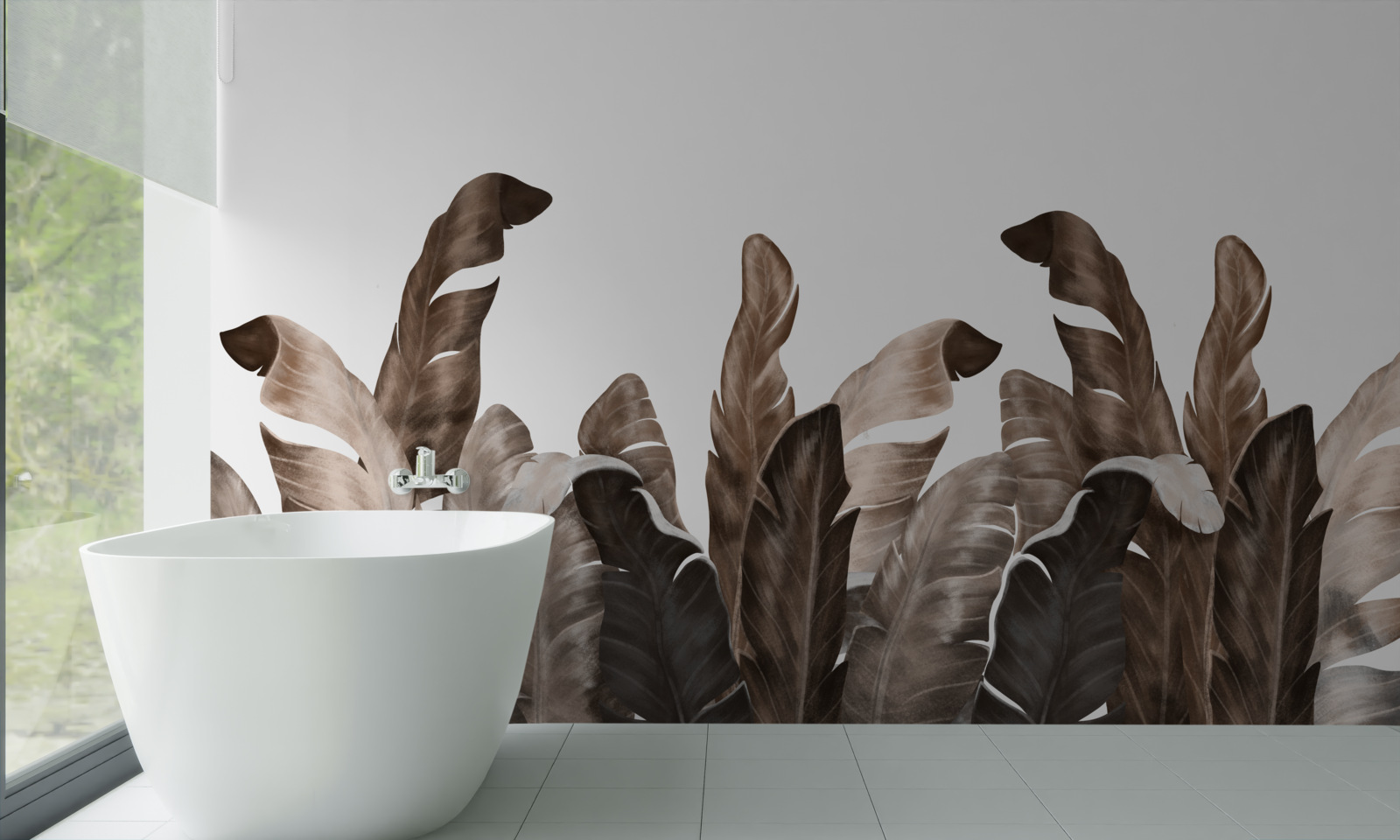 Papier peint feuilles tropicales se balançant dans le vent