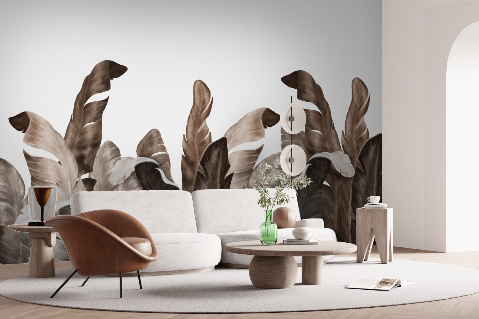 Papier peint feuilles tropicales se balançant dans le vent